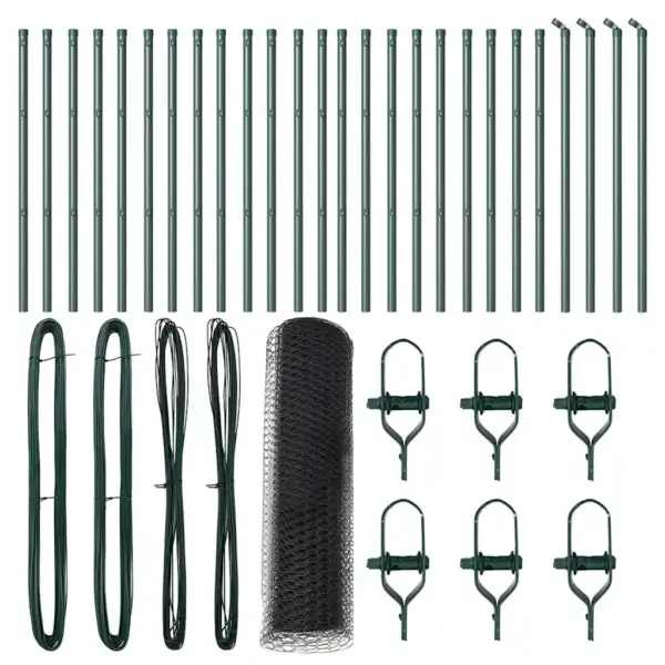 Aiavõrgu ja postide komplekt, hall, 50 x 0,8 m, 13 mm silm, teras ja PVC, 26 posti – 5