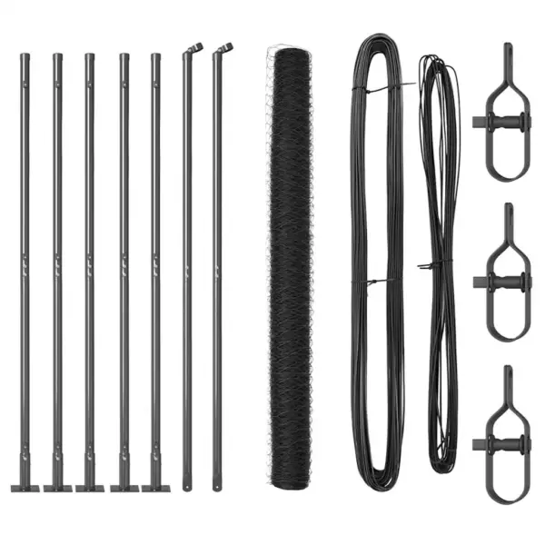 Aiavõrgu ja postide komplekt, hall, teras ja PVC, 10 x 1,6 m, 50 mm silmaga – 2