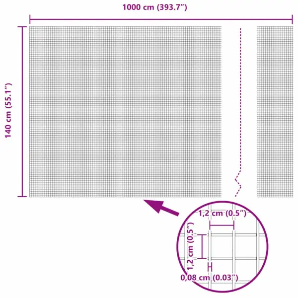 Hall aiavõrgu komplekt postidega, teras ja PVC, 1,4 x 10 m – 13