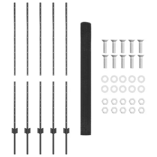 Hall aiavõrgu komplekt postidega, teras ja PVC, 1,4 x 10 m – 6