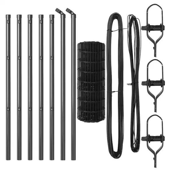 Eurovõrkaia komplekt postidega, hall teras ja PVC, 0,4 x 10 m – 5