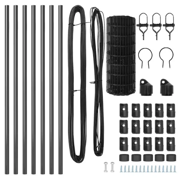 Eurovõrkaia komplekt postidega, hall teras ja PVC, 0,4 x 10 m – 6