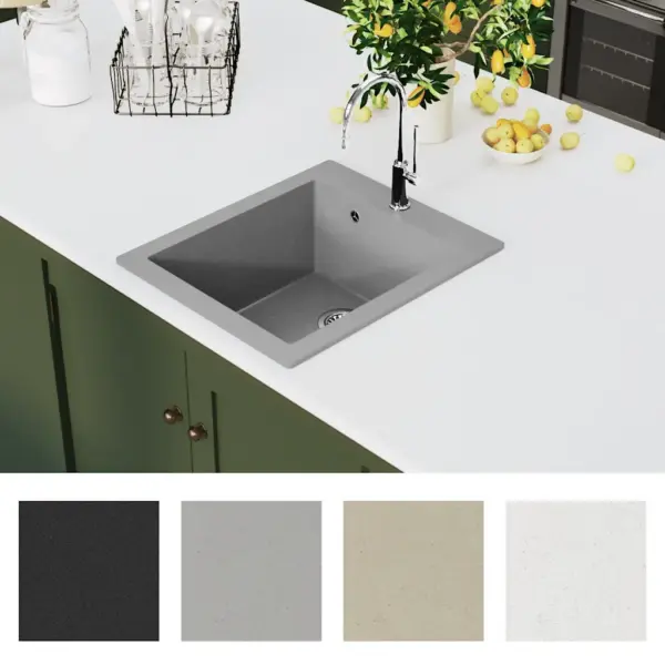 Pealepaigaldatav hall graniitkomposiit-köögivalamu, eriti sügav kauss, 425 x 500 mm – 3