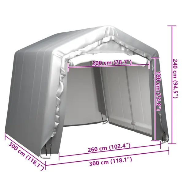 Hoiutelk õuevarustusele, hall PE-kate ja tsingitud terasraam, 300 x 300 cm – 5