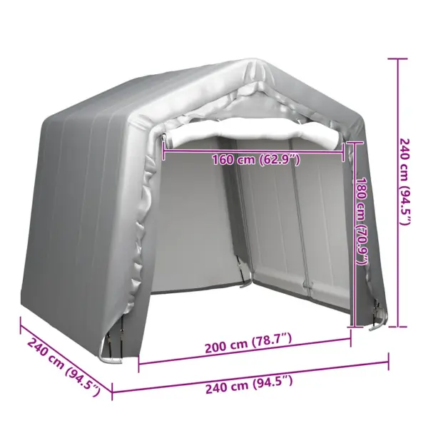 Hoiutelk õueseadmetele, hall, PE-katte ja tsingitud terasraamiga, 240 x 240 x 240 cm – 5