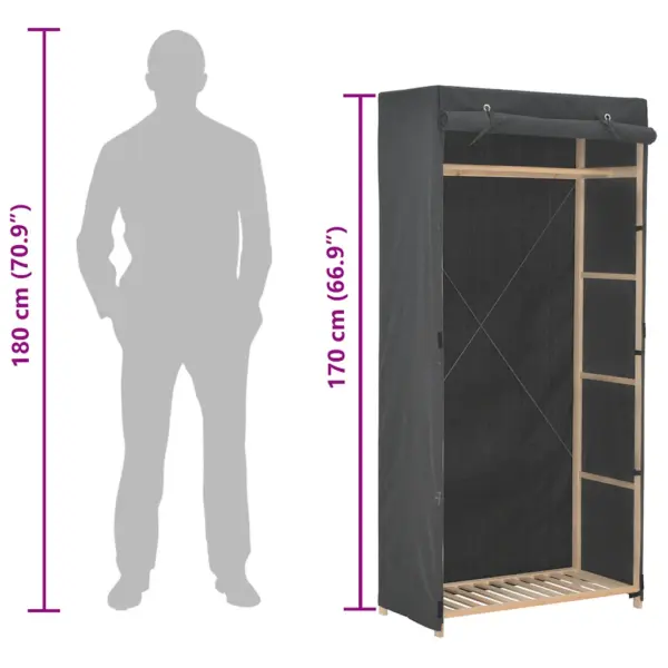 Hall kangast riidekapp kuusepuidust raamiga, 79 x 40 x 170 cm – 7