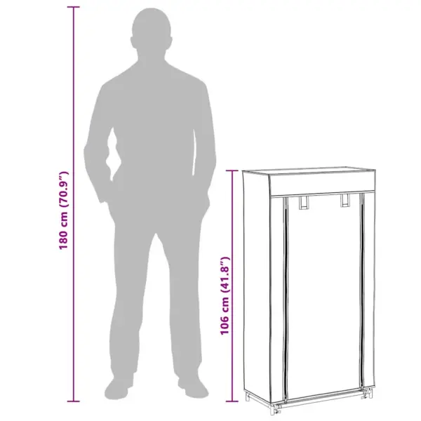 Hall kattega kingakapp 5 riiuliga, raudraam ja kangaskate, 58 x 28 x 106 cm – 11
