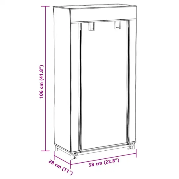 Hall kattega kingakapp 5 riiuliga, raudraam ja kangaskate, 58 x 28 x 106 cm – 10