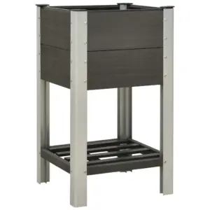 Kõrgendatud aia taimelava riiuliga, hall WPC, 50 x 50 x 90 cm