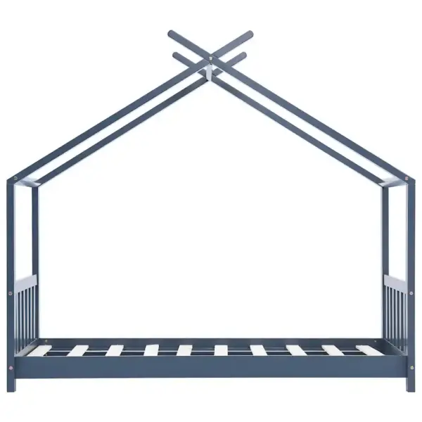 Majakujuline lastevoodi raam, hall männipuit, madratsile 70 x 140 cm – 4