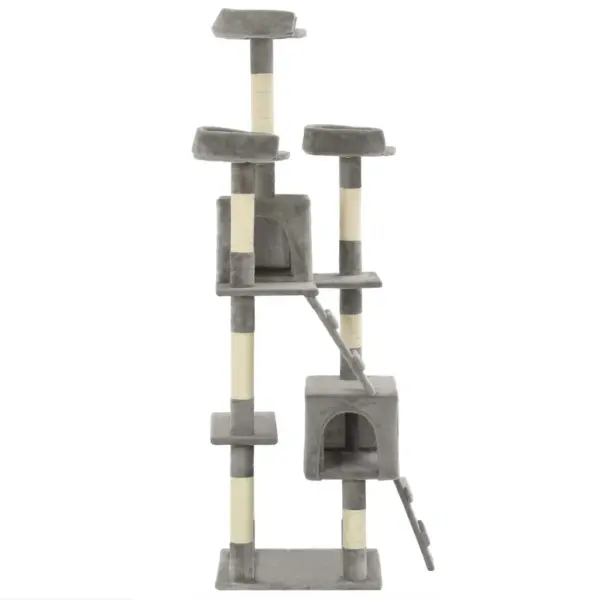 Mitmekorruseline kassimaja kraapimispuudega, hall, 50 x 50 x 170 cm – 3