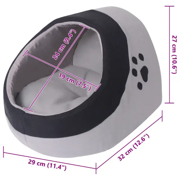 Pehme polüesterfliisist kassipesa avatud esiosaga, hall ja must, M, 29 x 32 x 27 cm – 3