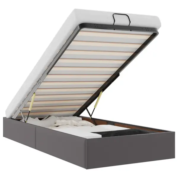 Hall kunstnahast panipaigaga ottomani voodiraam, hüdrotõstega, 90 x 190 cm, ilma madratsita – 2