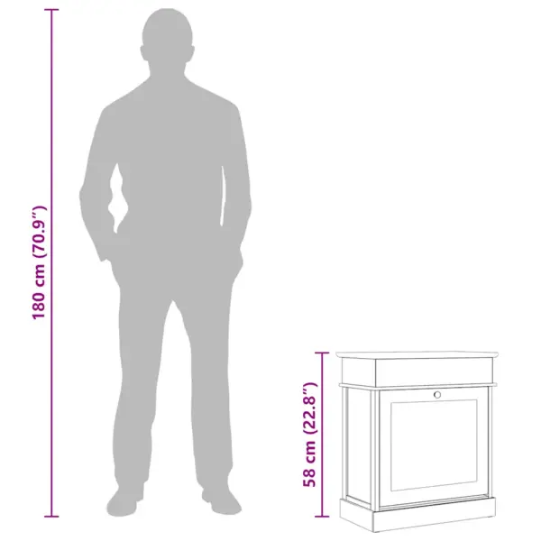Hall Paulownia puidust kingakapp kallutatava sektsiooniga ja avatava ülaosaga, 50 x 28 x 58 cm – 11