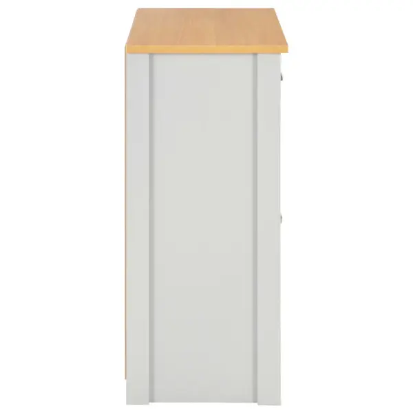 Puhvetkapp 2 sahtli ja 2 uksega, hall, naturaalse puidu tooniga pealispinnaga, 79 x 35 x 81 cm – 5