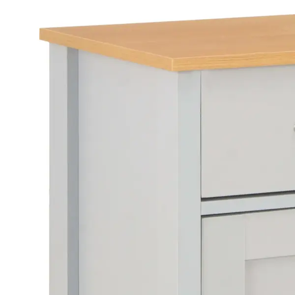 Puhvetkapp 2 sahtli ja 2 uksega, hall, naturaalse puidu tooniga pealispinnaga, 79 x 35 x 81 cm – 7