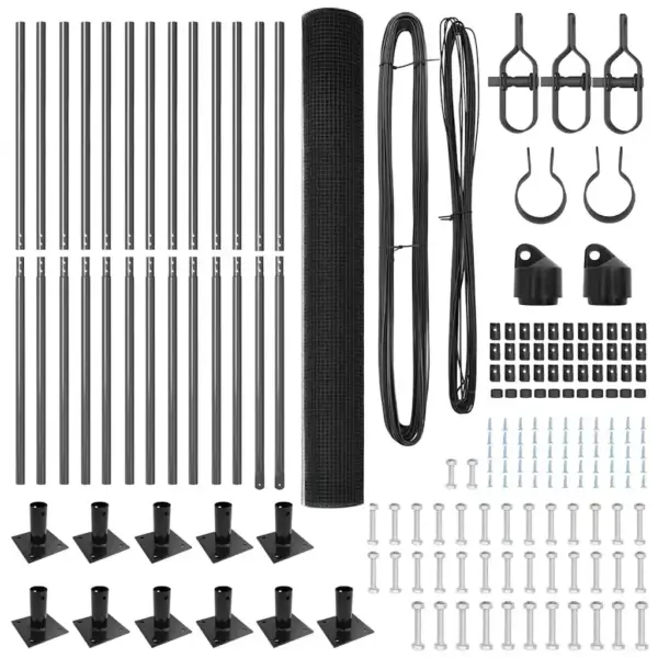 Hall aiavõrgu ja teraspostide komplekt, PVC-kattega, 25 x 1,4 m, võrguava 12 x 12 mm, 11 posti – 6