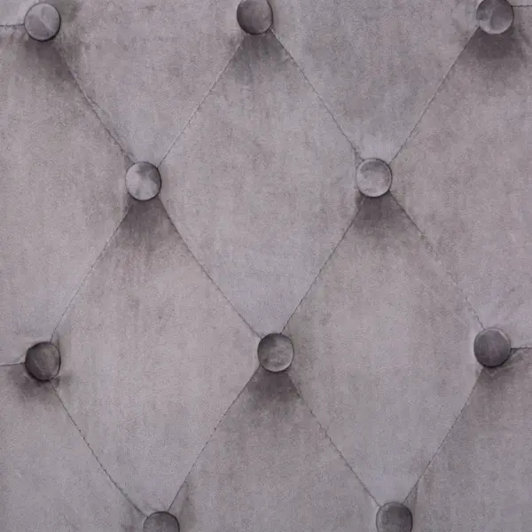 Hall sametist söögitool kõrge nööpidega seljatoe, hõbedase käepideme ja kautšukipuust jalgadega – 8