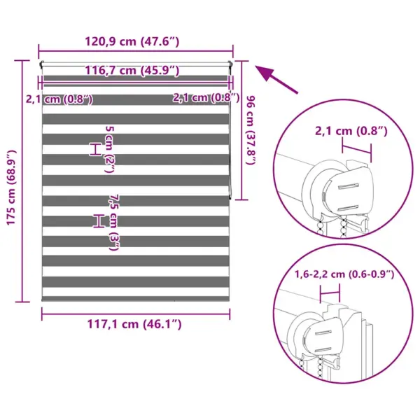 Hall sebrakardin rullkardin, 120 x 175 cm, 100% polüester – 13