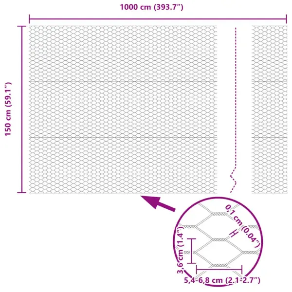 Hall terasest ja PVC-kattega võrkaia komplekt postidega, pikkus 10 m, kõrgus 150 cm – 13