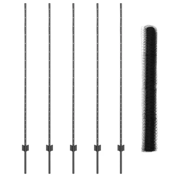 Hall terasest ja PVC-kattega võrkaia komplekt postidega, pikkus 10 m, kõrgus 150 cm – 5