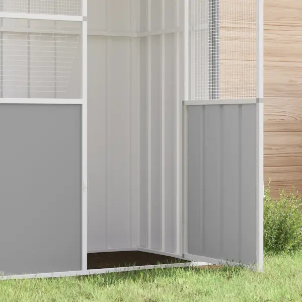 Aialinnumaja lindudele, hall tsingitud terasest, 215 x 78 x 200 cm – 4