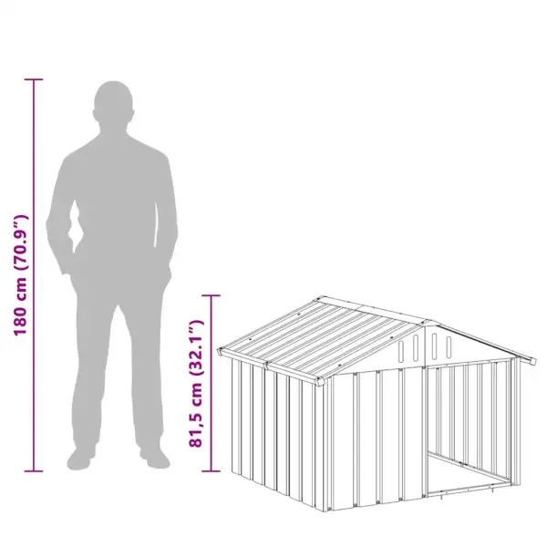 Hall tsingitud terasest koerakuut abikatusega, 116,5 x 103 x 81,5 cm – 10