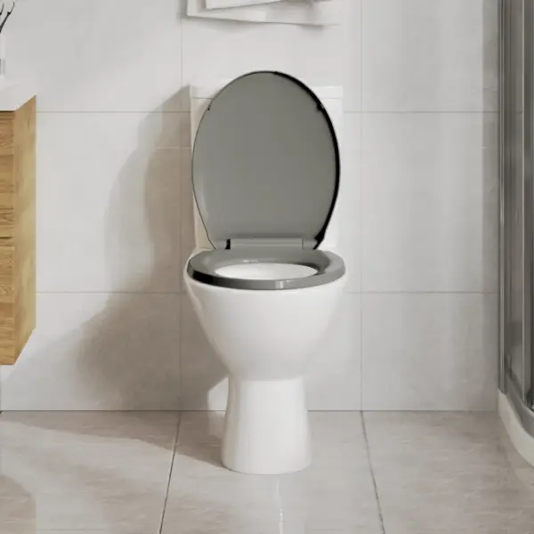 Vaikselt sulguv ovaalne WC prill-laud, hall polüpropüleen, 42,5 x 35 cm – 3