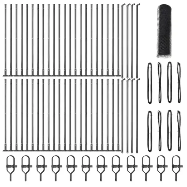 Hall võrkaia ja aiapostide komplekt 44 postiga, teras ja PVC, 100 x 0,4 m, 13 mm võrk – 2