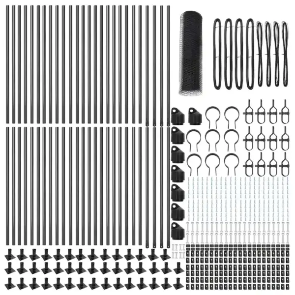 Hall võrkaia ja aiapostide komplekt 44 postiga, teras ja PVC, 100 x 0,4 m, 13 mm võrk – 6