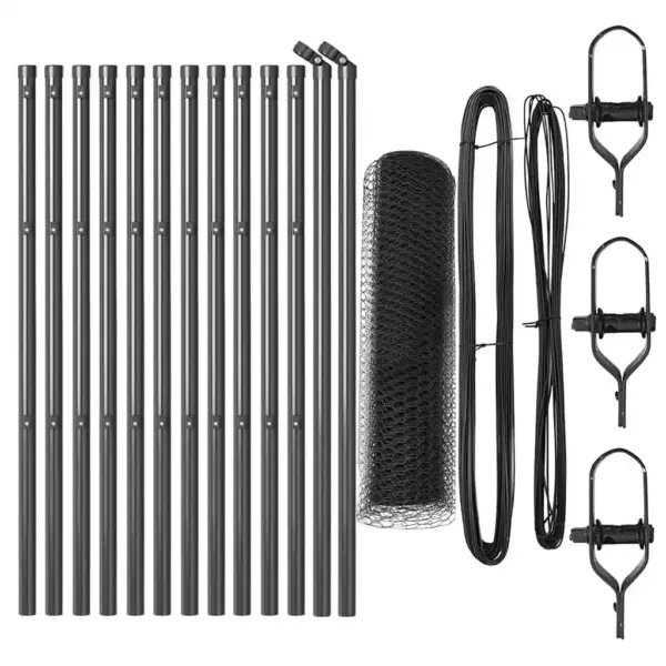 Hall terasest ja PVC-võrguga aiapostide ja võrkaia komplekt, 25 x 0,8 m, 13 mm silmaga – 2