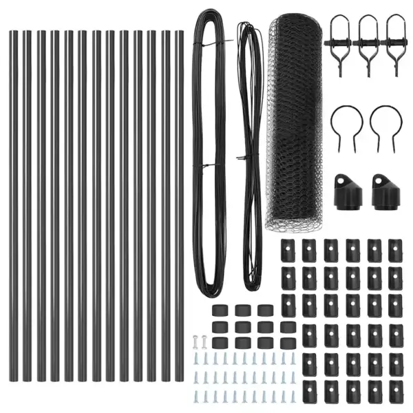 Hall terasest ja PVC-võrguga aiapostide ja võrkaia komplekt, 25 x 0,8 m, 13 mm silmaga – 5