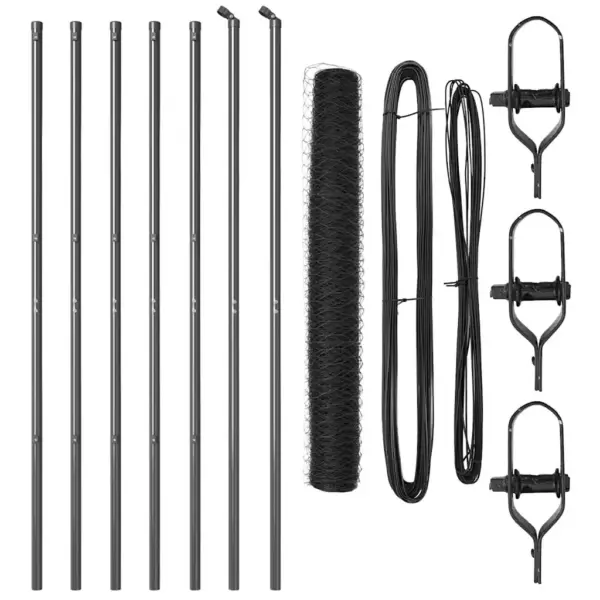 Hall võrkaia komplekt postidega, teras ja PVC, 10 x 1,2 m, 36 mm silmaga – 2