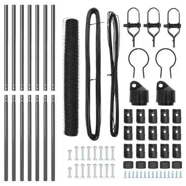 Hall võrkaia komplekt postidega, teras ja PVC, 10 x 1,2 m, 36 mm silmaga – 5