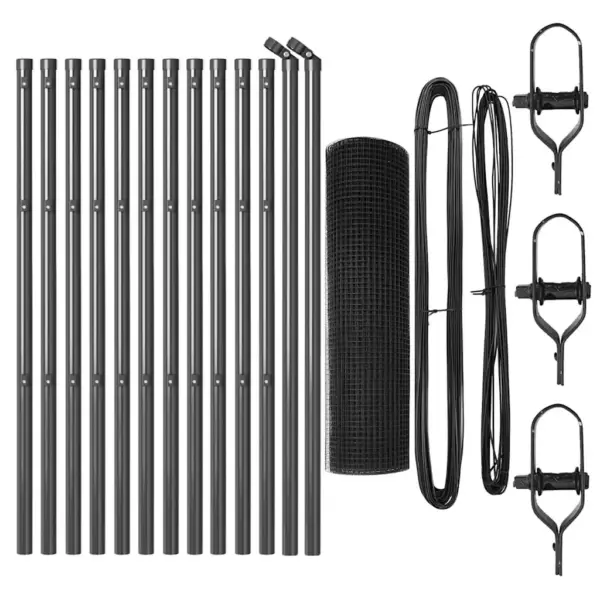 Hall võrkaia komplekt postidega, 25 x 0,4 m, teras ja PVC, 19 x 19 mm võrk – 5