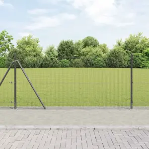 Hall võrkaia komplekt postidega, teras ja PVC, 50 x 0,8 m, 25 x 25 mm silmaga