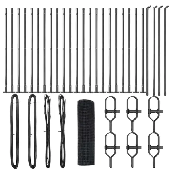 Hall võrkaia komplekt postidega, teras ja PVC, 50 x 0,8 m, 25 x 25 mm silmaga – 2