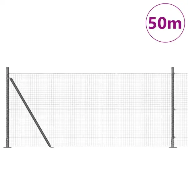 Hall võrkaia komplekt postidega, teras ja PVC, 50 x 0,8 m, 25 x 25 mm silmaga – 3
