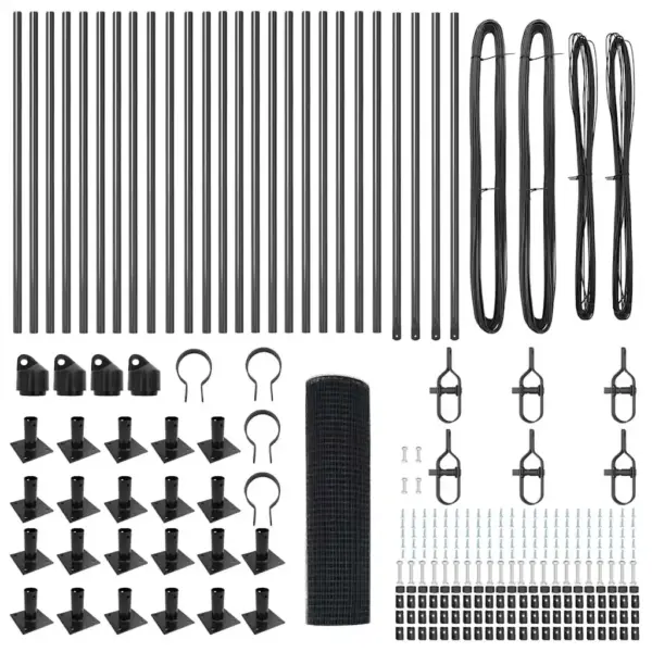 Hall võrkaia komplekt postidega, teras ja PVC, 50 x 0,8 m, 25 x 25 mm silmaga – 6