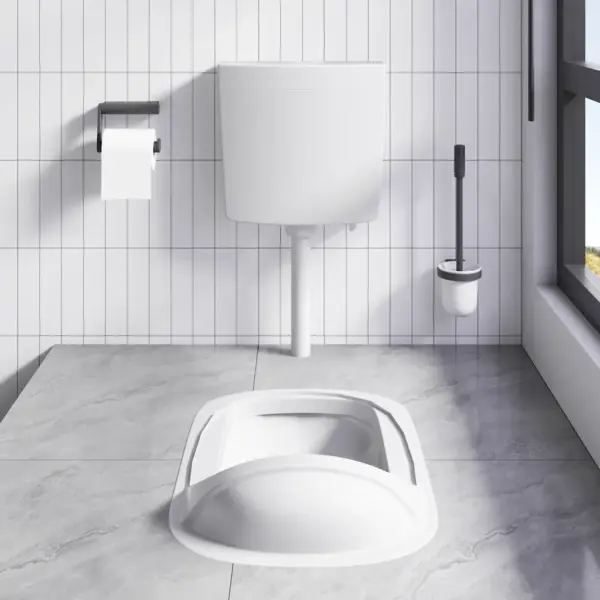 WC loputuskast kükktualetile, alumise vee sisselaskega, 3/6 l, hall polüpropüleen, 37 x 33,5 x 68 cm – 3