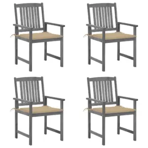 Hallid akaatsiapuidust aiatoolid beežide istmepatjadega, 4 tk, 61 x 57 x 92 cm