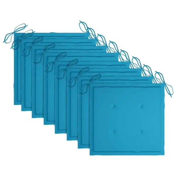 Aiatoolid siniste patjadega, 8 tk, hall akaatsiapuit – 6