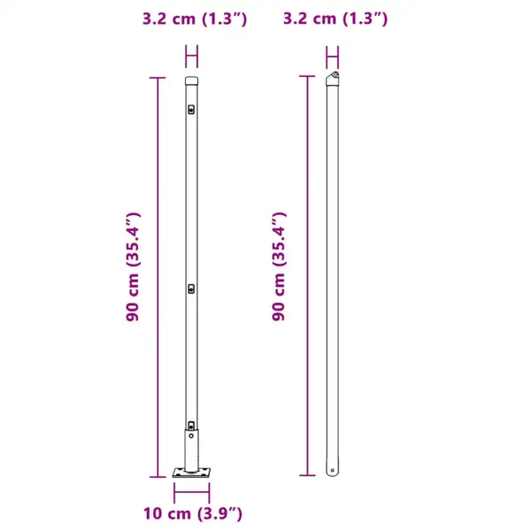 Hallid metallaiapostid, 52 tk, pulberkattega kuumtsingitud teras, 3,2 x 3,2 x 90 cm – 11