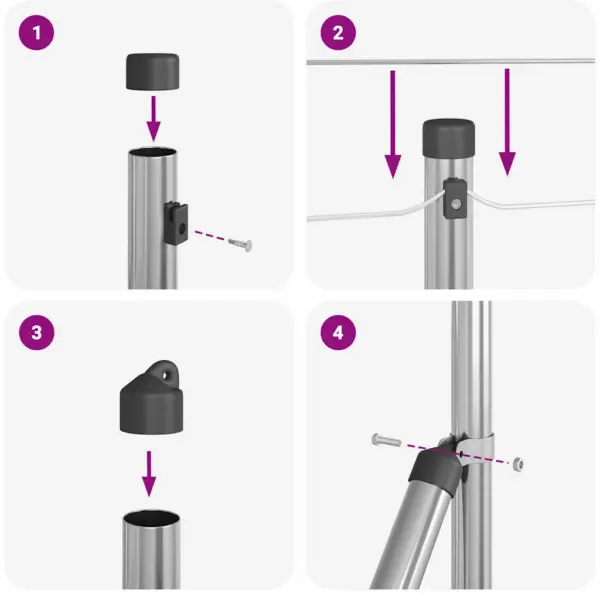 Hallid metallaiapostid, 52 tk, pulberkattega kuumtsingitud teras, 3,2 x 3,2 x 90 cm – 9