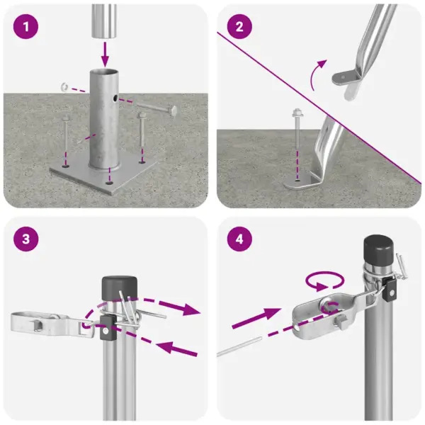 Hallid metallaiapostid, 52 tk, pulberkattega kuumtsingitud teras, 3,2 x 3,2 x 90 cm – 10