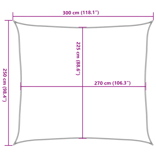 HDPE päikesepuri oranž, ristkülikukujuline, 2,5 x 3 m, 160 g/m² – 10