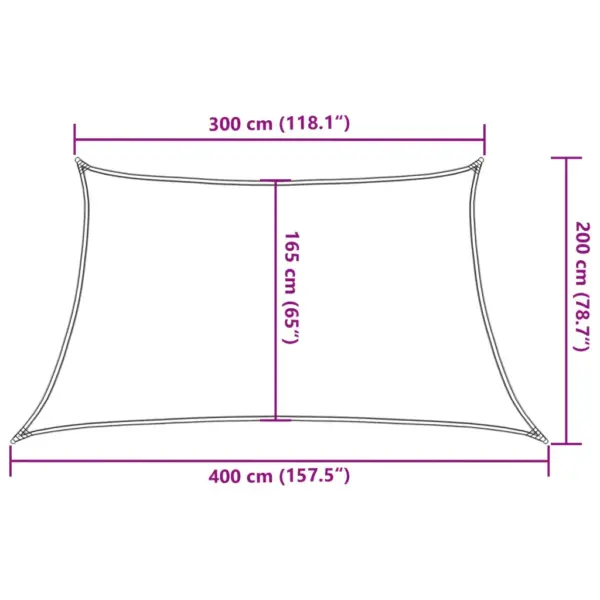 HDPE päikesepuri trapets, 3/4 x 2 m, antratsiithall, 160 g/m² – 10