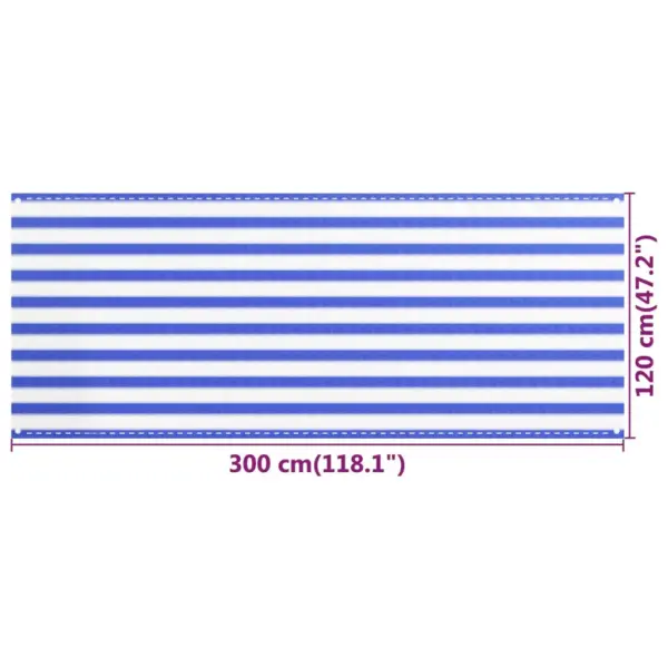 HDPE rõdusirm privaatsuseks, sinine-valge, 120 x 300 cm – 5