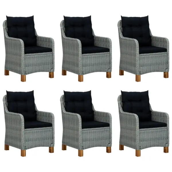 7-osaline helehall polürotangist aiamööbli komplekt patjadega, akaatsiapuidust jalgade ja karastatud klaasist lauaplaadiga, laud 200 x 100 cm – 2