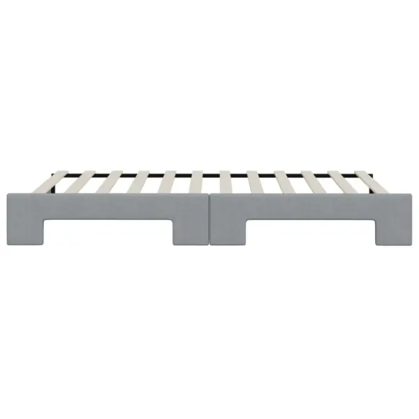 Diivanvoodi väljatõmmatava lisavoodiga, helehall kangas, sobib kahele 80 x 200 cm madratsile, 223 x 90 x 68 cm – 9